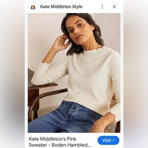 Boden Cream Crew Neck Sweater